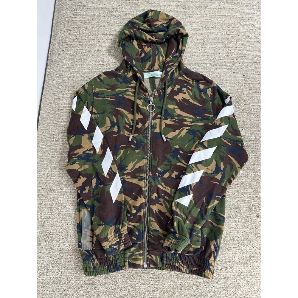 Off-White Camo Zip Up Hoodie SS18 Temperature Arrows Green Mens M